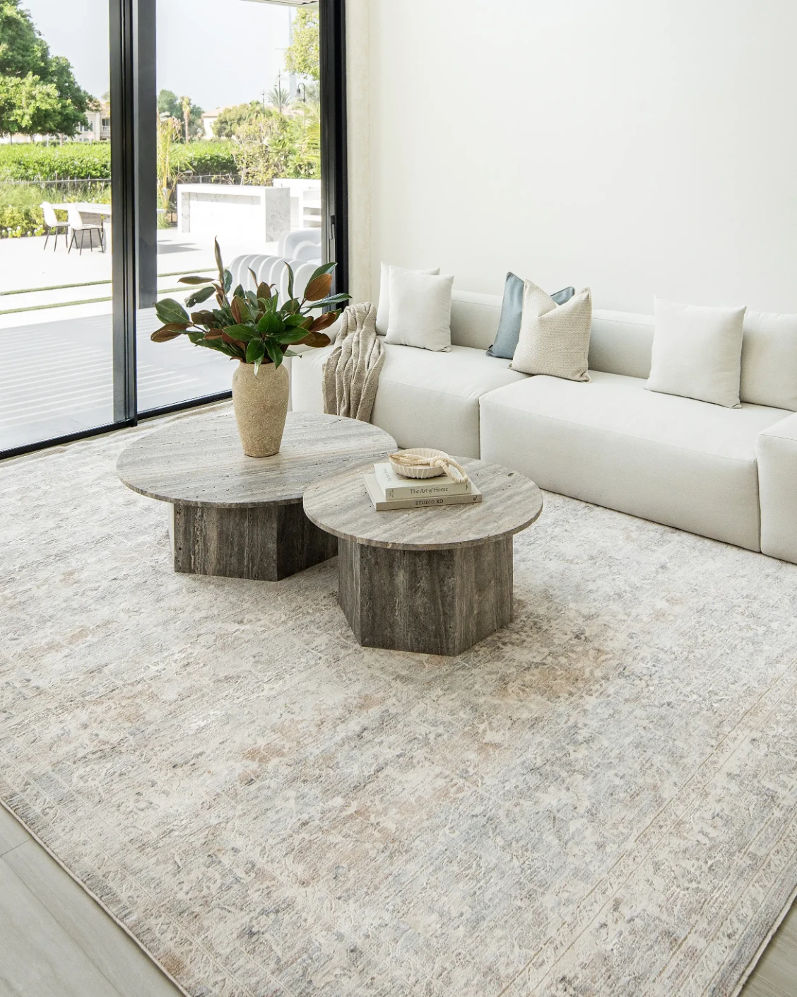 Hana Sandy carpet in beige and taupe, shown in a lifestyle front view as image 4