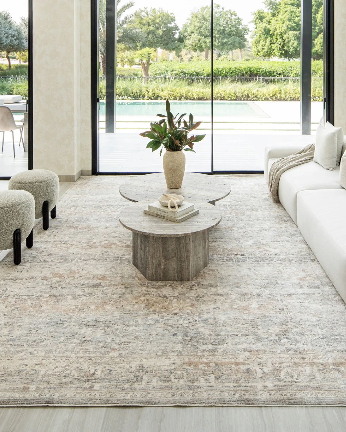 Hana Sandy carpet in beige and taupe, shown in a lifestyle front view as image 5