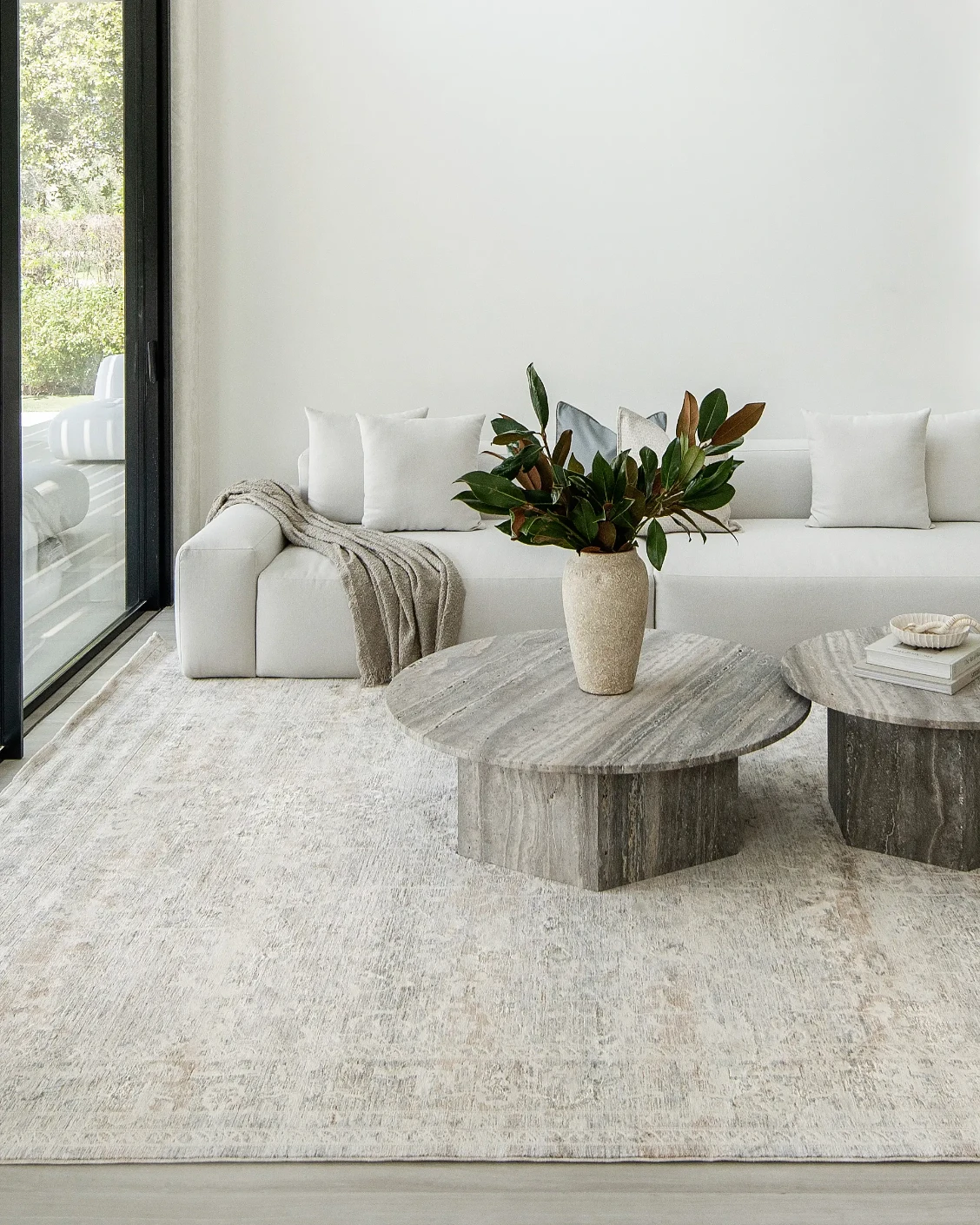 Hana Sandy carpet in beige and taupe, shown in a lifestyle front view as image 6