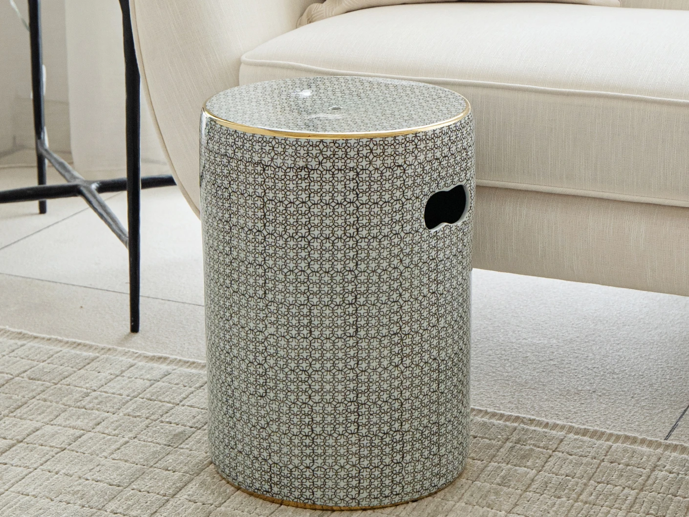 Hans Jacobsen stools in grey, shown in a lifestyle front view