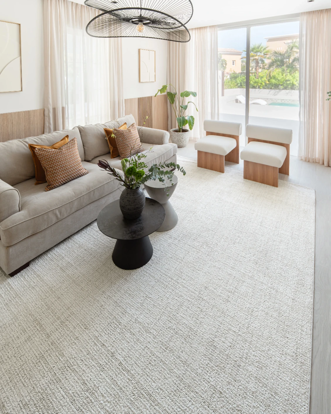 Henry Bianca carpet in ivory and pearl, shown in a lifestyle left view as image 6