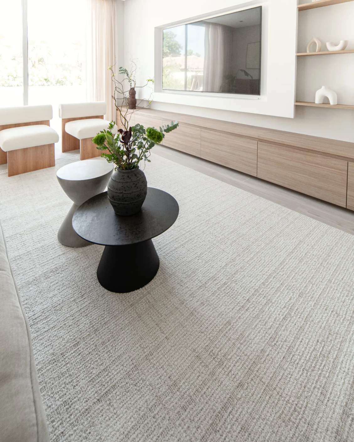 Henry Bianca carpet in ivory and pearl, shown in a lifestyle left view as image 7
