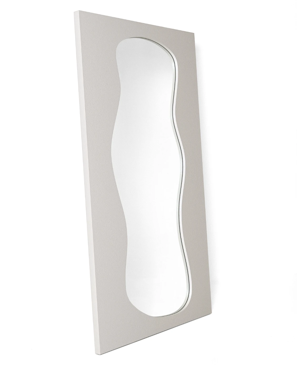 Ivrea mirror in soft ivory and stone, shown in a product left view as image 1