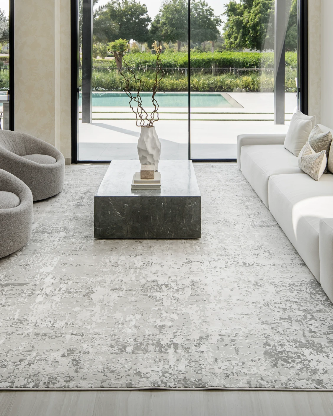 Jay Ashton carpet in grey, shown in a lifestyle front view as image 4