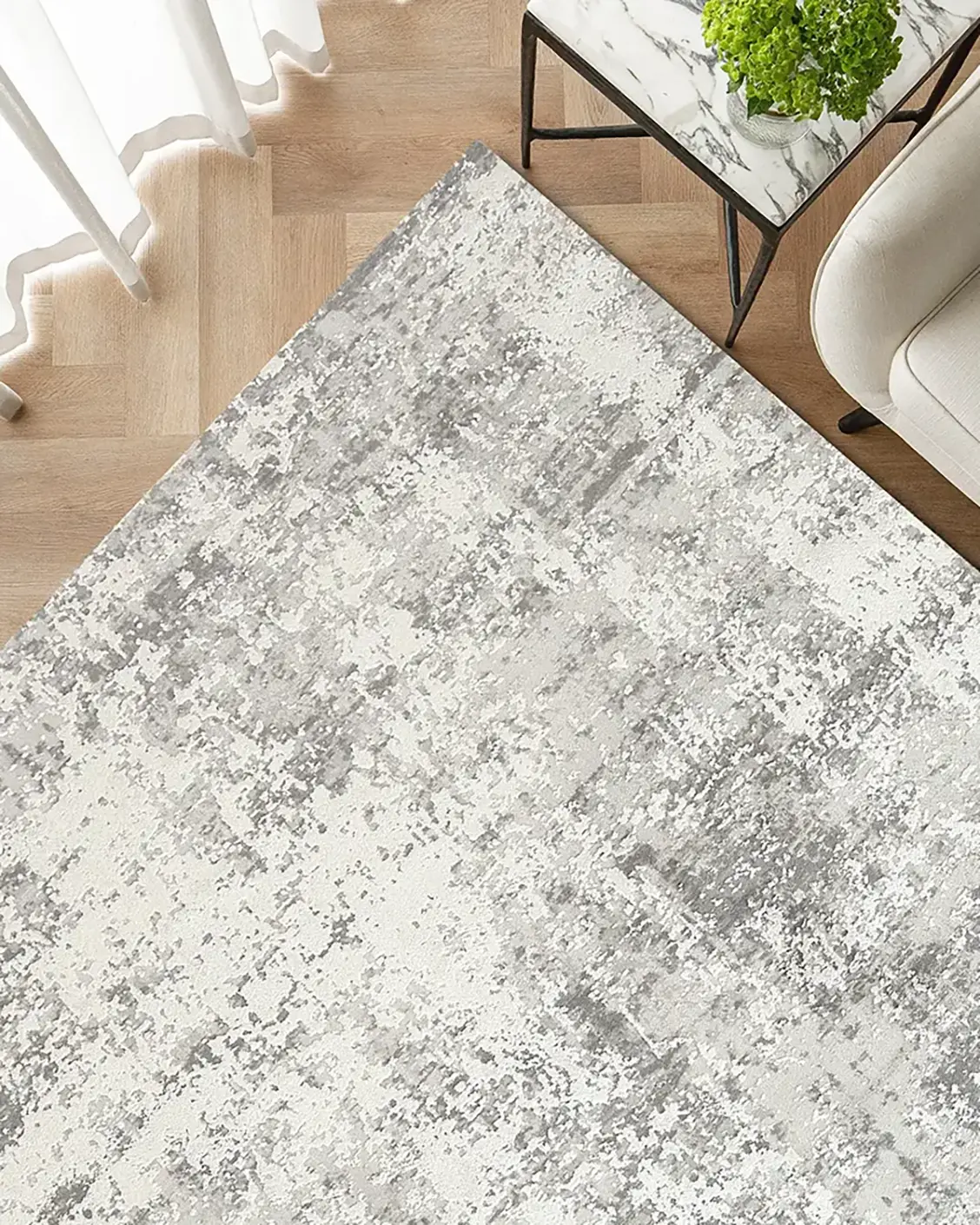 Jay Ashton carpet in grey, shown in a lifestyle top view as image 2