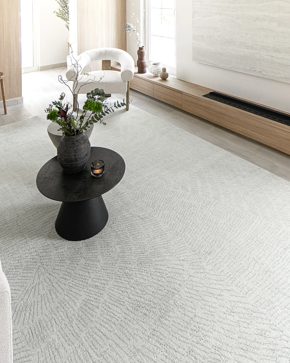 Link Sterling carpet in grey, shown in a lifestyle top view as image 6