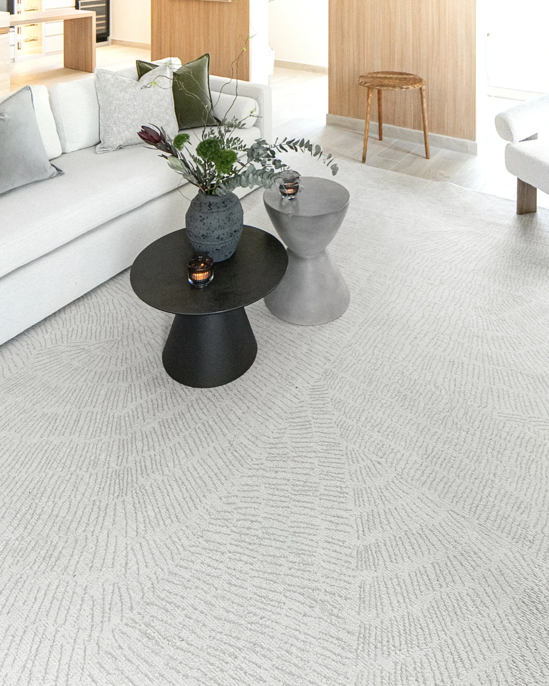 Link Sterling carpet in grey, shown in a lifestyle top view as image 7