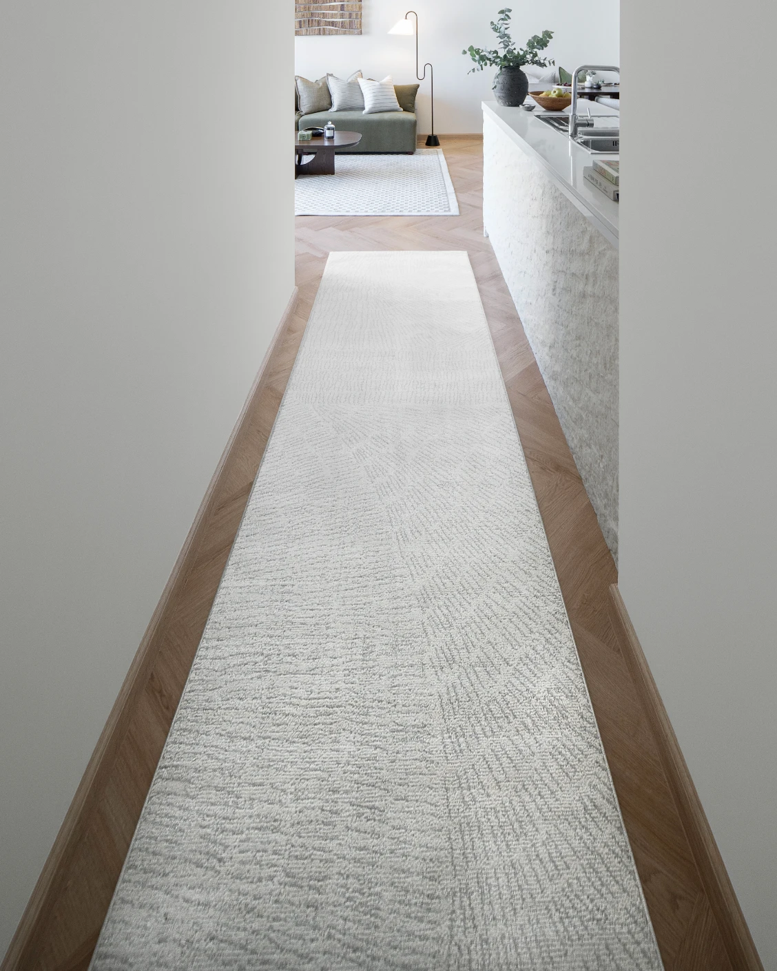 Link Sterling Runners carpet in grey, shown in a lifestyle front view as image 2