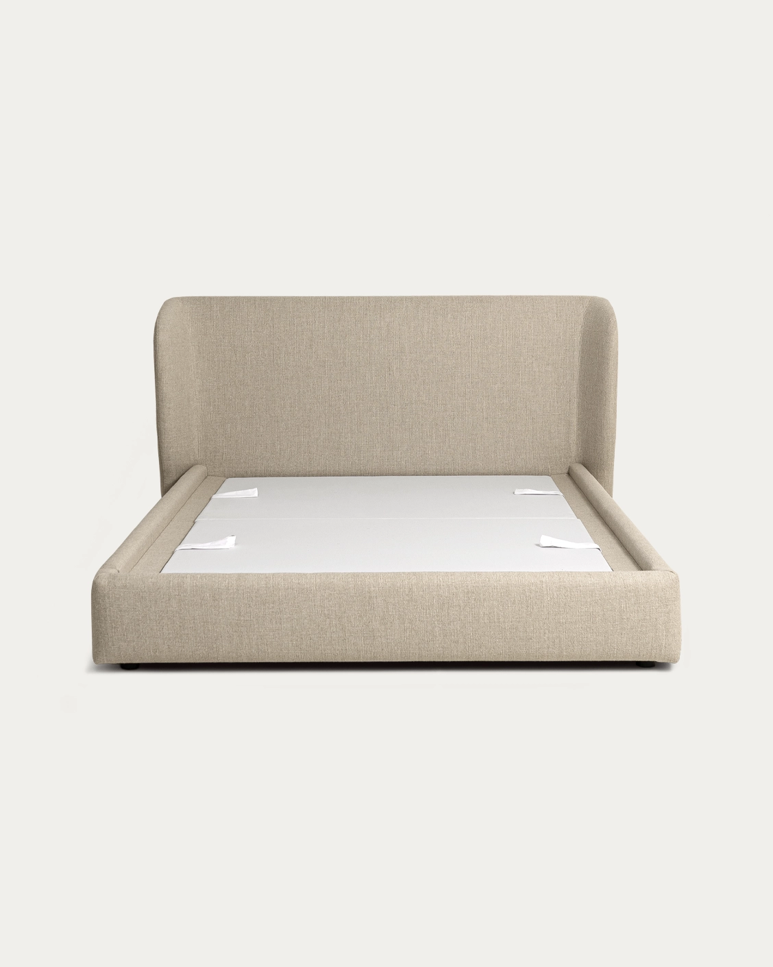 Livia Warm Mushroom bed frame, shown in a product front view as image 1