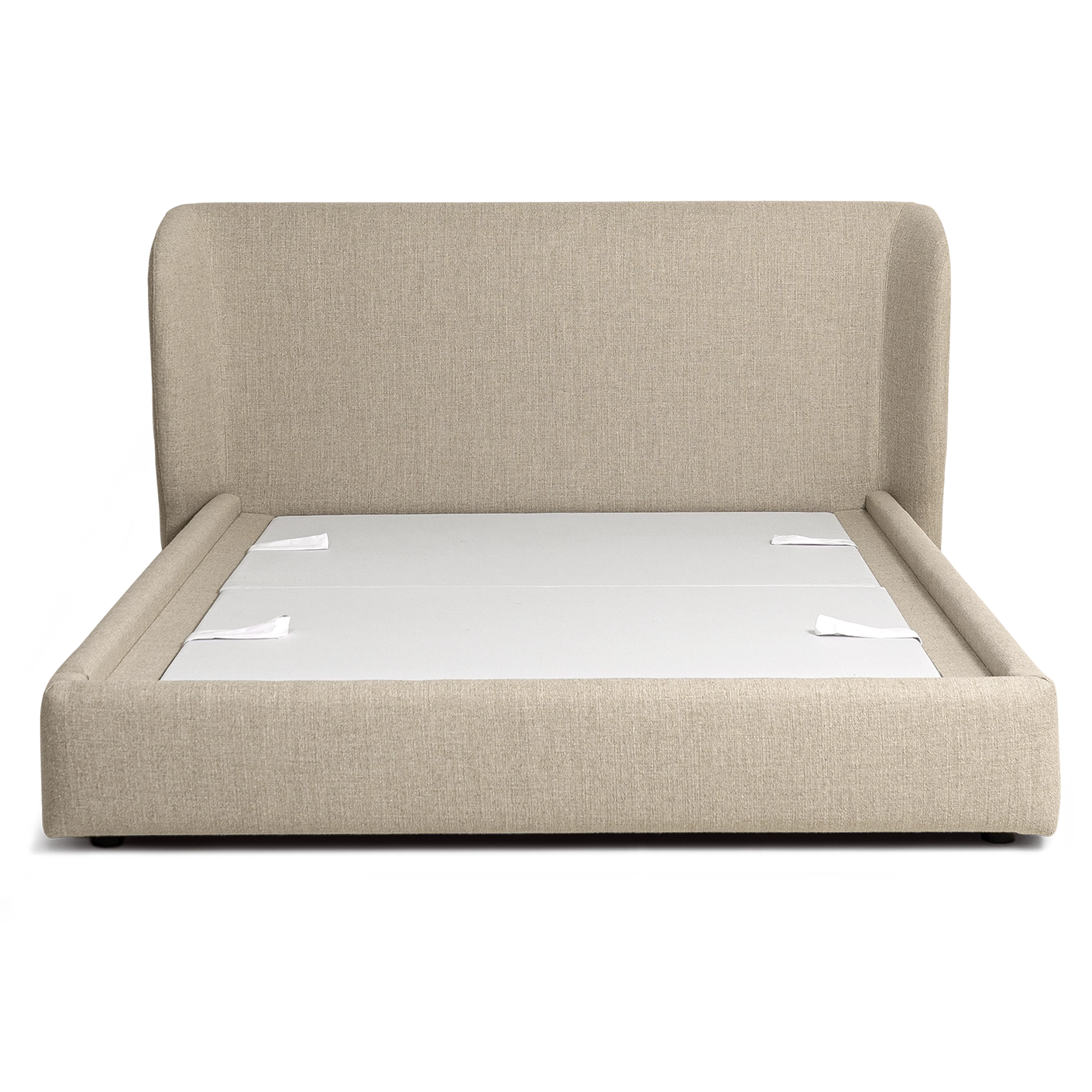 Livia Warm Mushroom bed frame, shown in a product front view as image 1