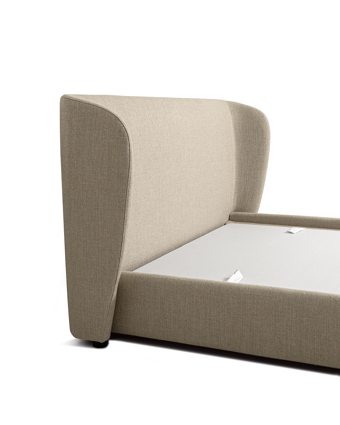 Livia Warm Mushroom bed frame, shown in a product left view as image 11