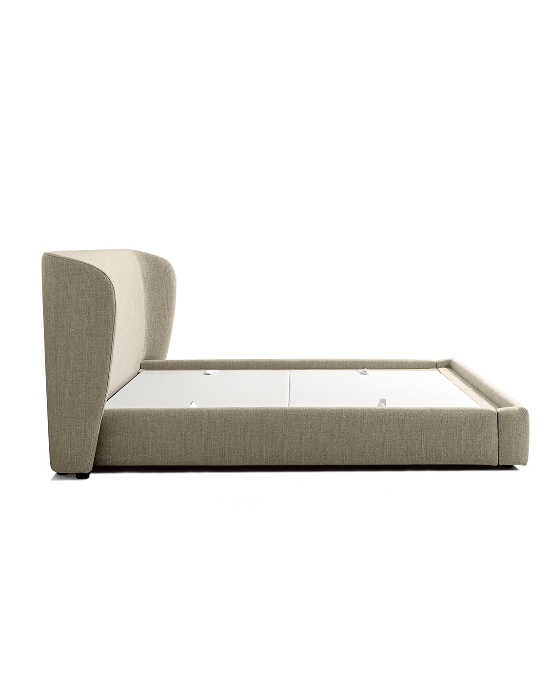 Livia Warm Mushroom bed frame, shown in a product left view as image 9