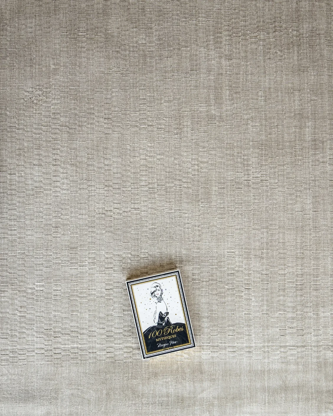 Luna Dune carpet in taupe, brown and beige, shown in a lifestyle top view as image 9
