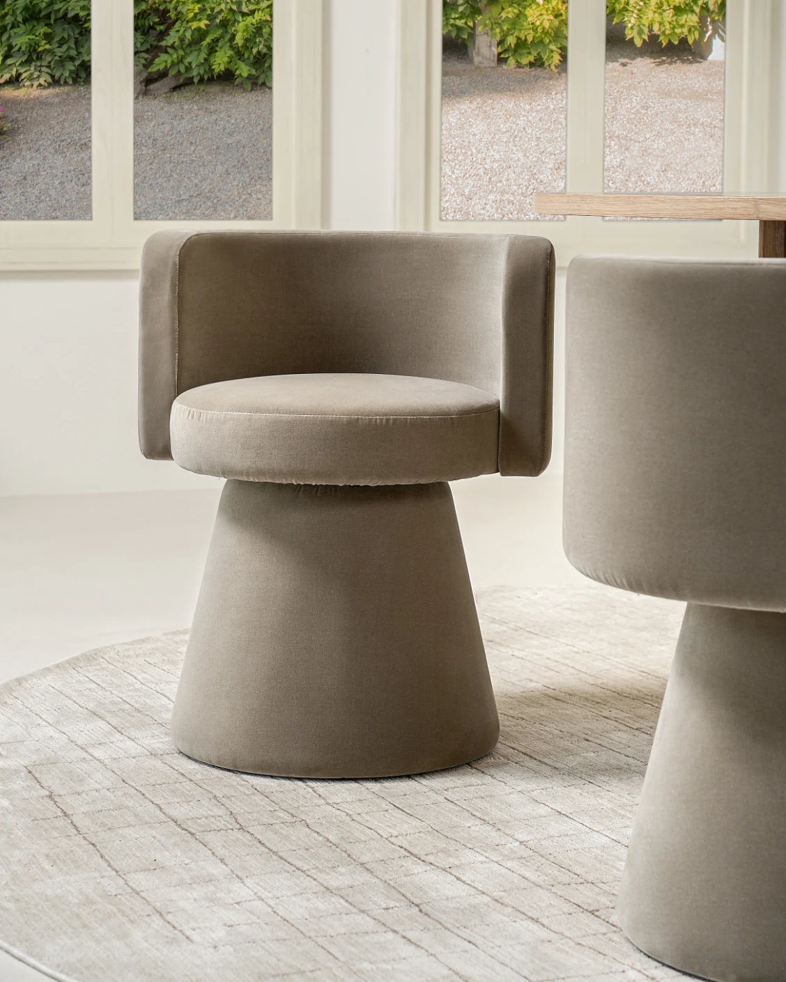 Mara Accent Swivel Chair in brown, shown in a lifestyle right view as image 5