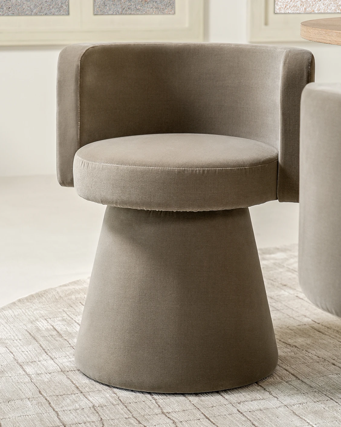 Mara Accent Swivel Chair in brown, shown in a lifestyle right view as image 4