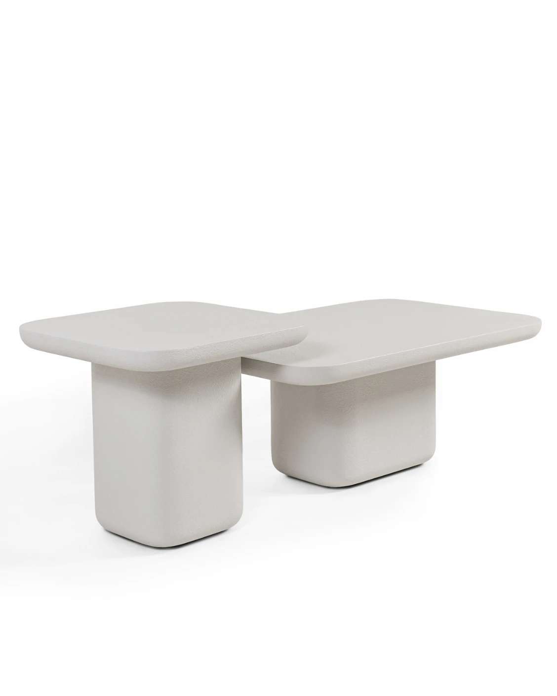 Modena Set Of 2 coffee table in soft ivory and stone, shown in a product left view as image 1