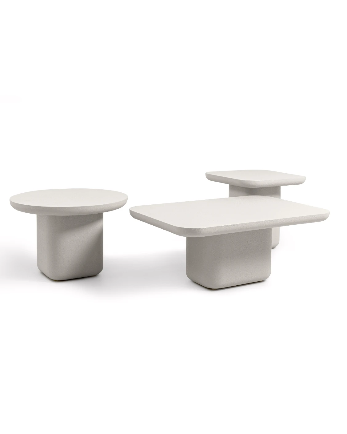 Modena Set Of 3 coffee table in soft ivory and stone, shown in a product left view as image 11