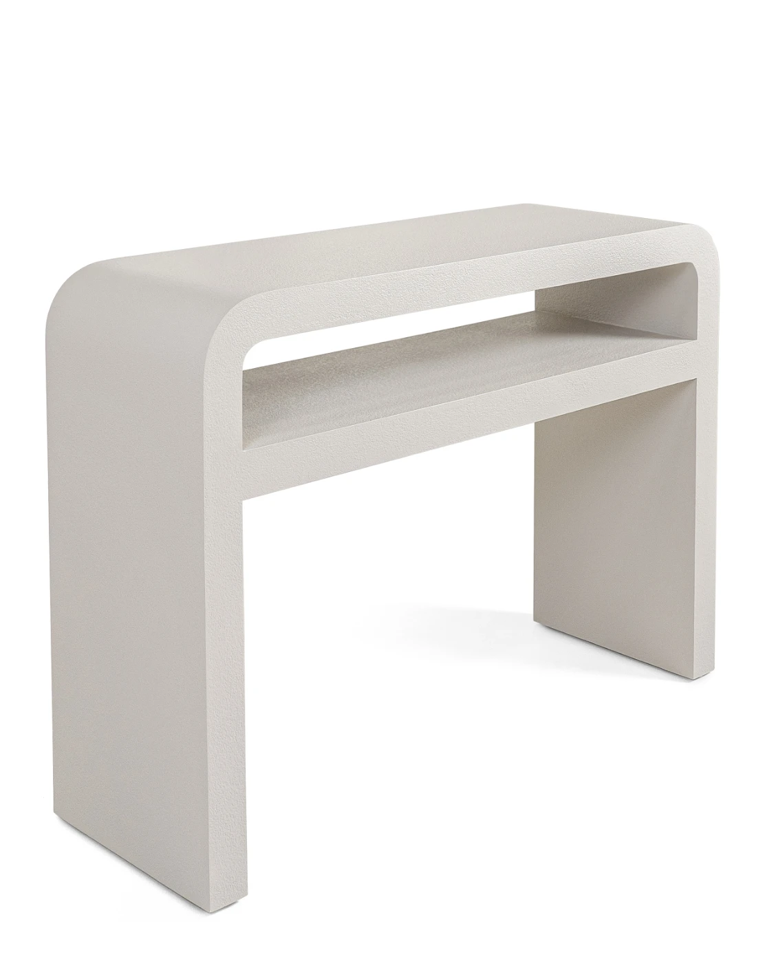 Orta console table in soft ivory and stone, shown in a product left view as image 1