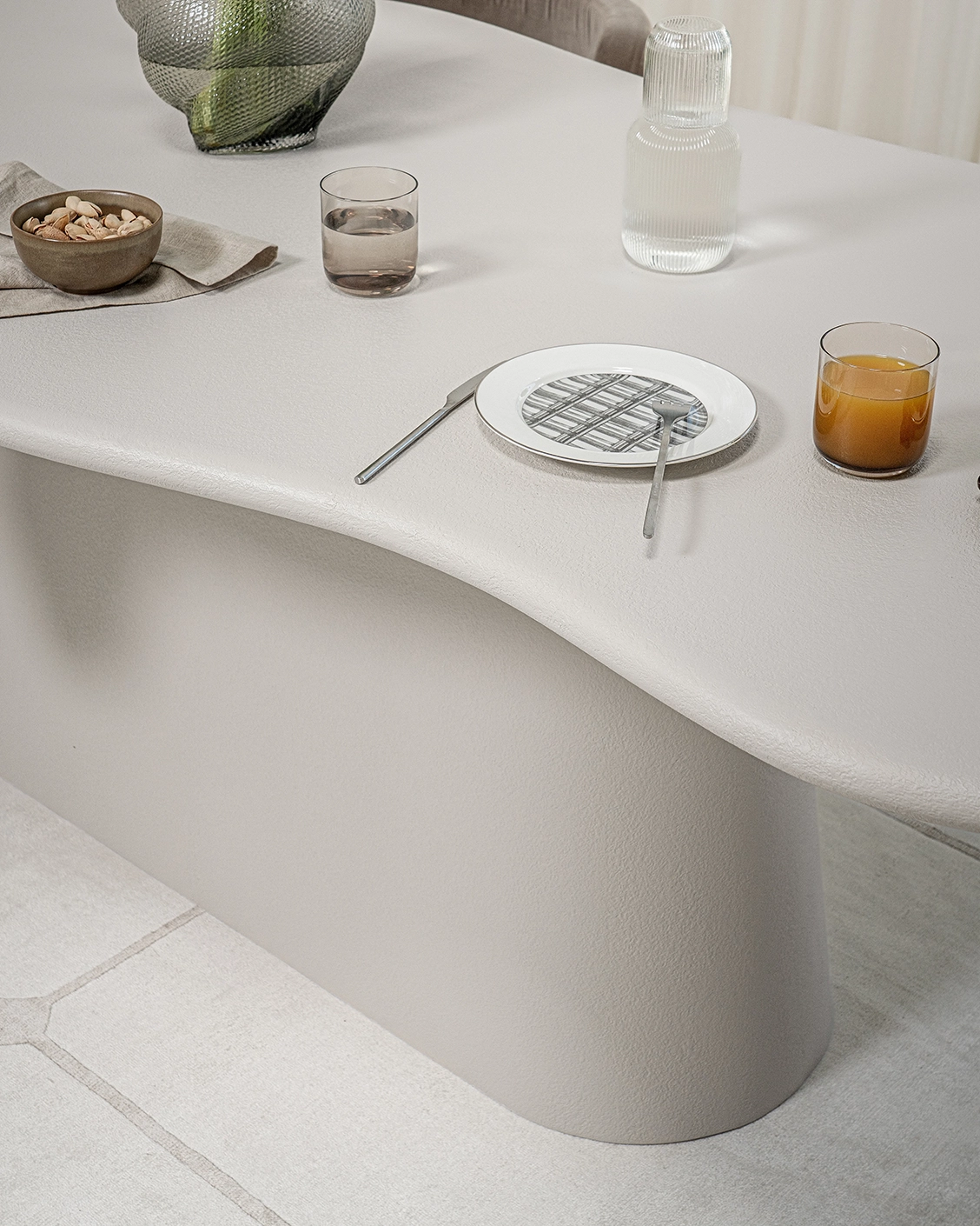 Ravenna Ivory Stone Dinning Table in soft ivory, stone and ivory, shown in a lifestyle close-up top view as image 4