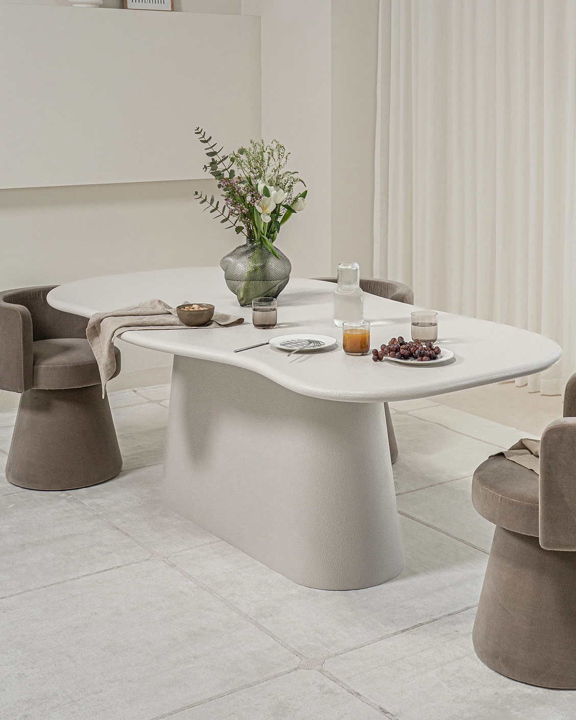 Ravenna Ivory Stone Dinning Table in soft ivory, stone and ivory, shown in a lifestyle right view as image 7
