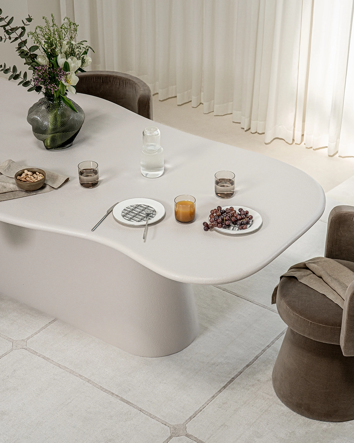 Ravenna Ivory Stone Dinning Table in soft ivory, stone and ivory, shown in a lifestyle right view as image 8