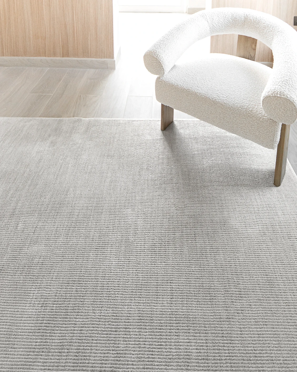 Rik Dune carpet in grey, shown in a lifestyle top view as image 7