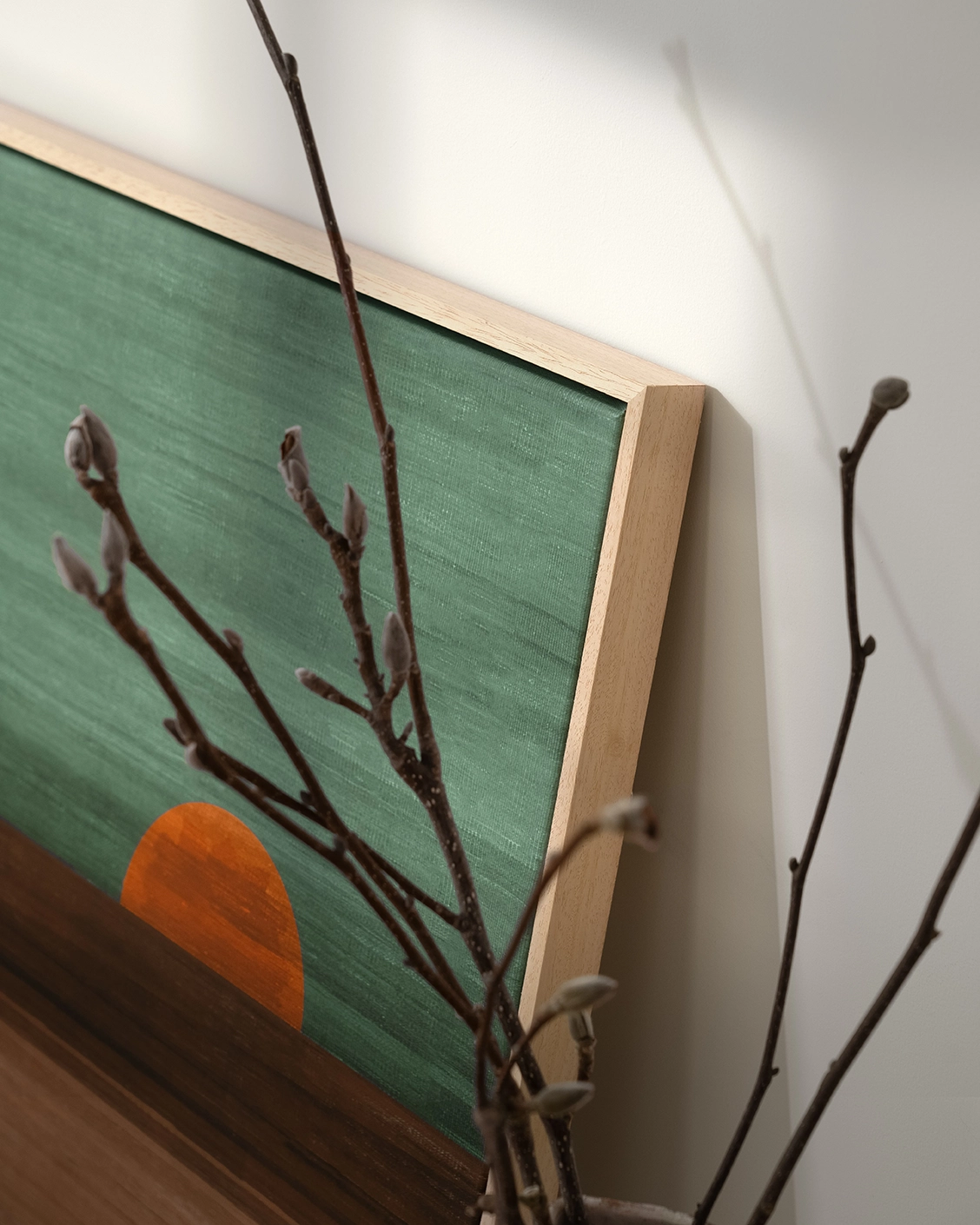 Sunset canvas in green, shown in a lifestyle close-up as image 6