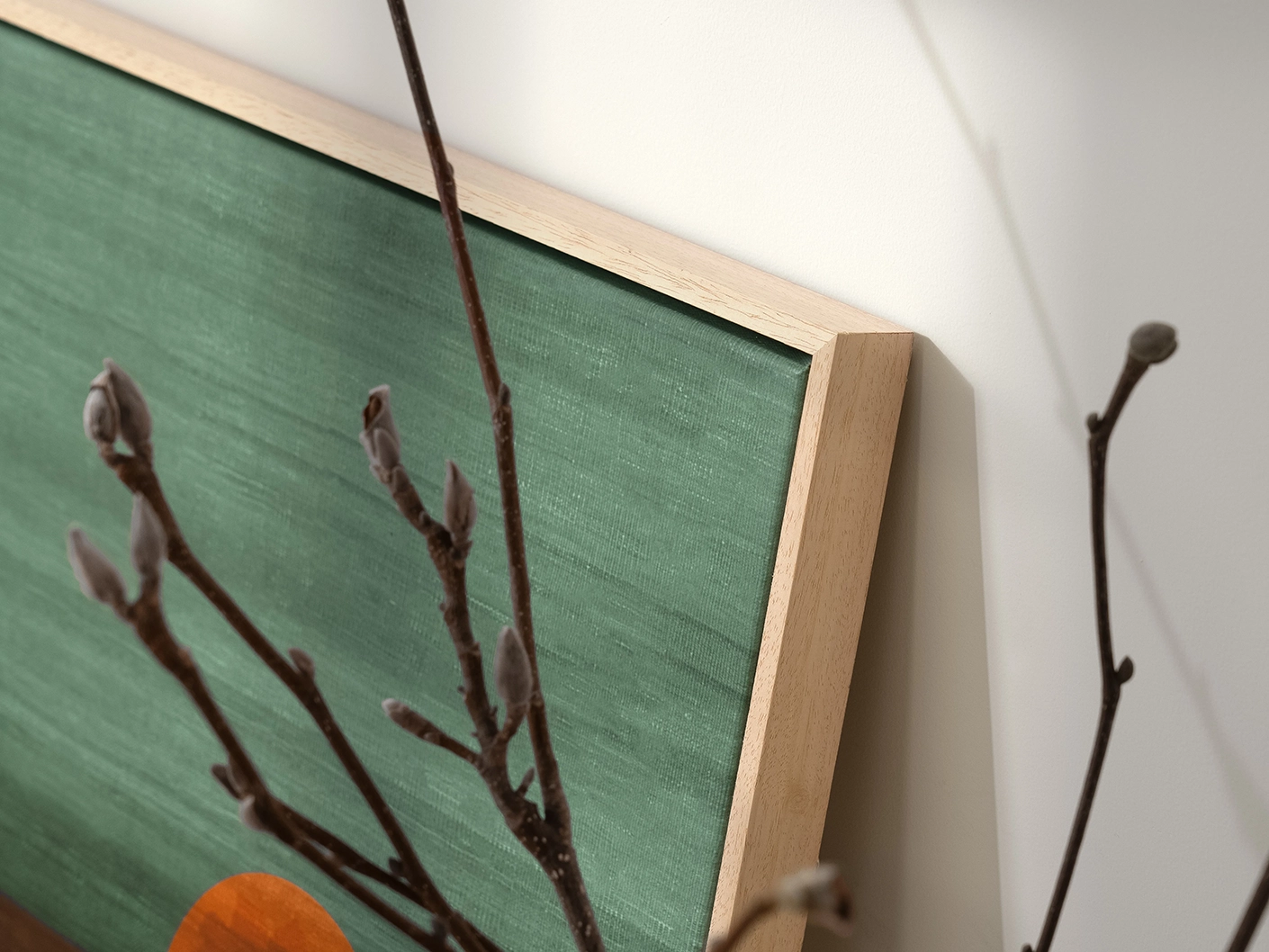 Sunset canvas in green, shown in a lifestyle close-up as image 3