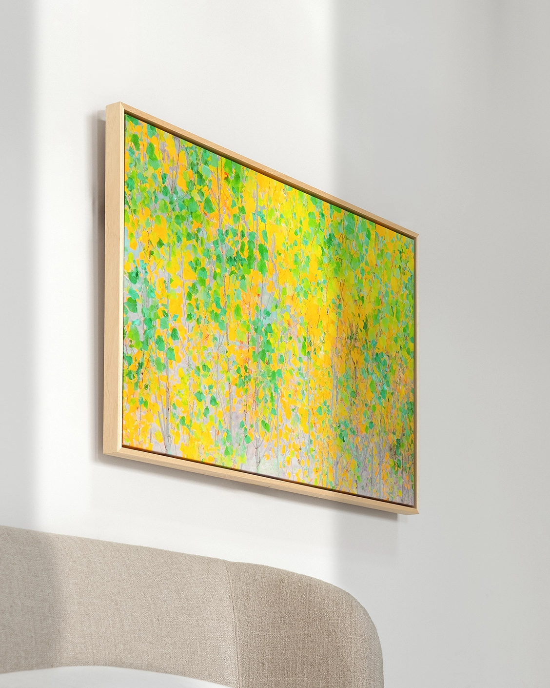 Twilight canvas in green and yellow, shown in a lifestyle left view as image 4