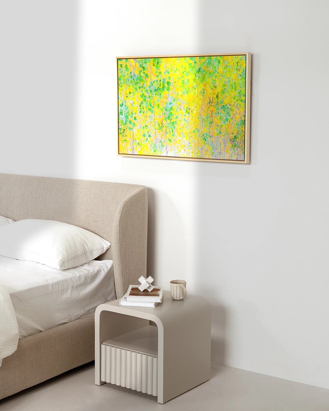Twilight canvas in green and yellow, shown in a lifestyle right view as image 5