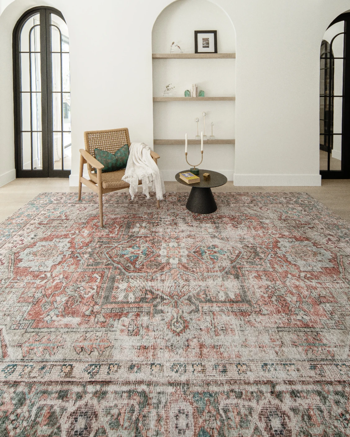 Vince Rouge carpet in red and multicolour, shown in a lifestyle front view as image 5