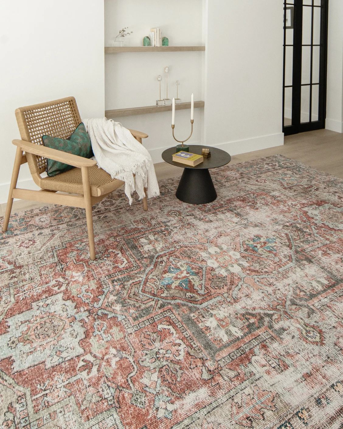 Vince Rouge carpet in red and multicolour, shown in a lifestyle left view as image 6