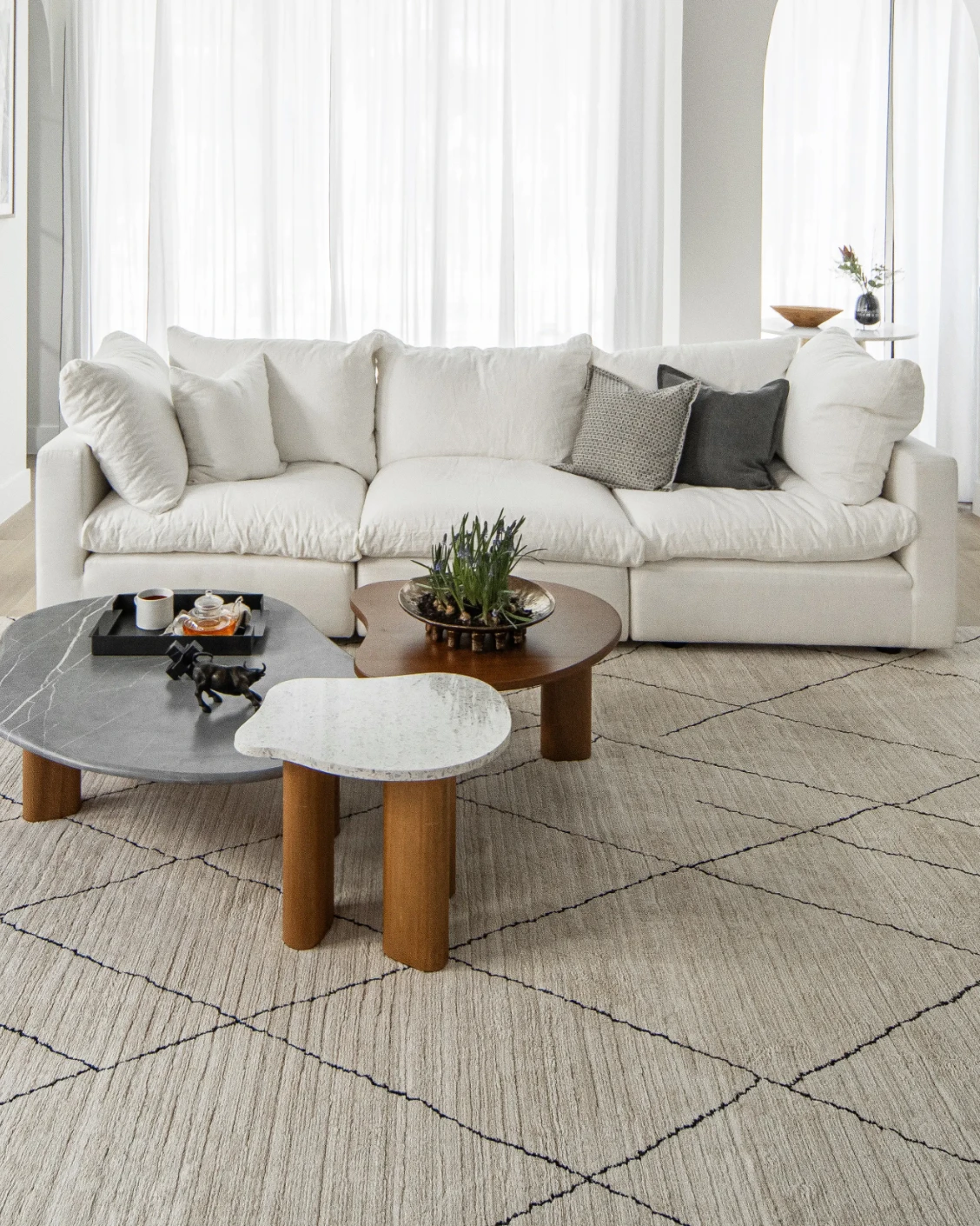 Zen Pearl carpet in charcoal and ivory, shown in a lifestyle front view as image 5