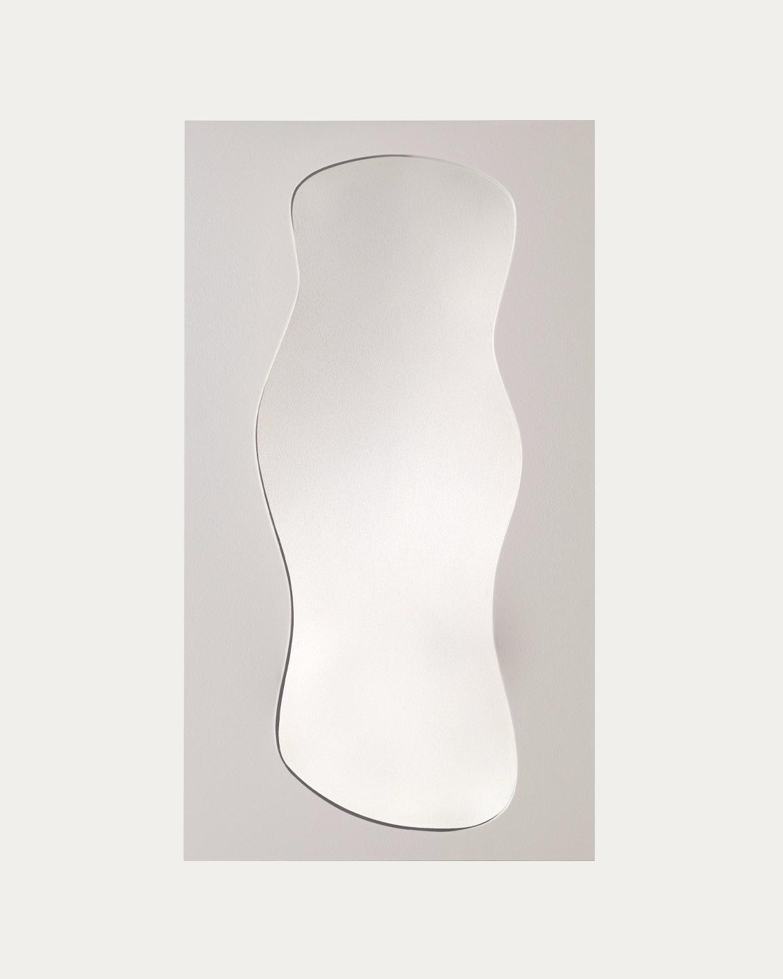 Ivrea mirror in soft ivory and stone, shown in a product front view as image 1