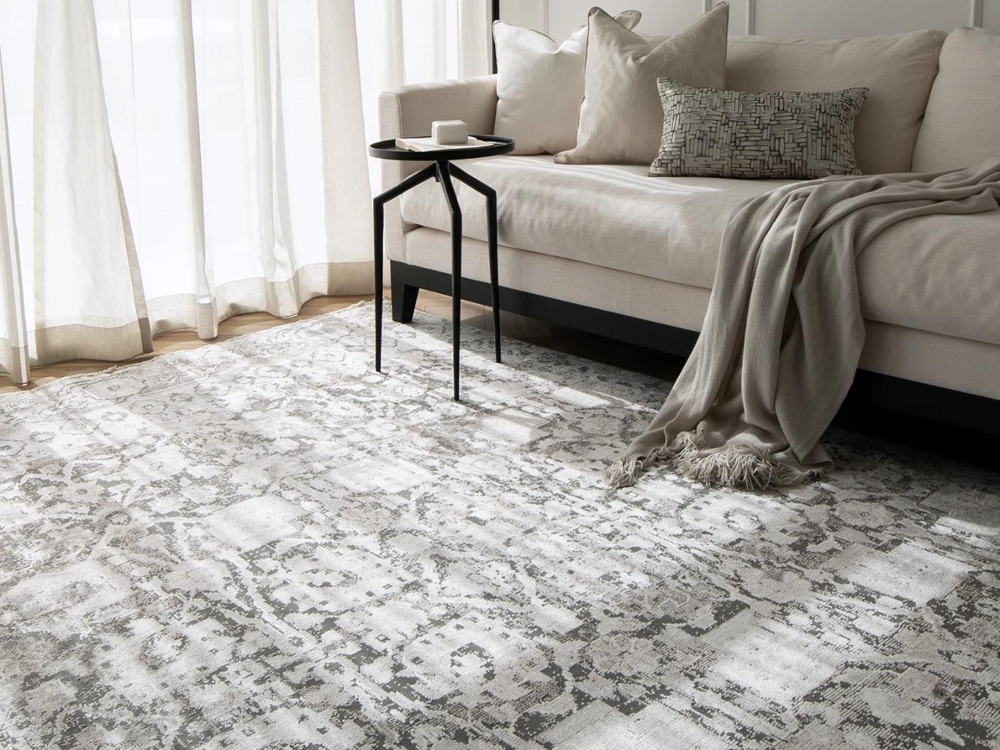 Jerik Ashton carpets in grey, shown in a lifestyle right view as image 2