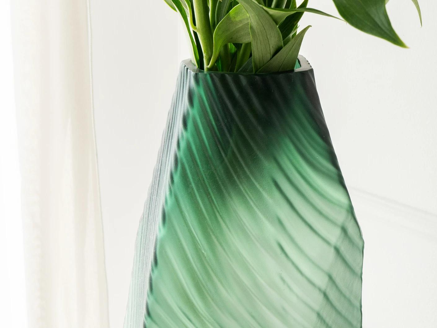 Keira Storms vases in green, shown in a lifestyle right view as image 6