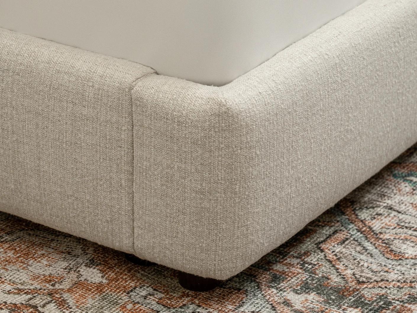 Livia Soft Off-White bed frame in off white, shown in a lifestyle close-up as image 4