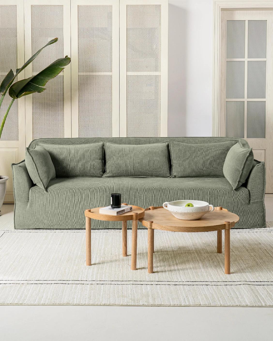 Miro Olive Grey sofa in olive grey, shown in a lifestyle front view as image 2
