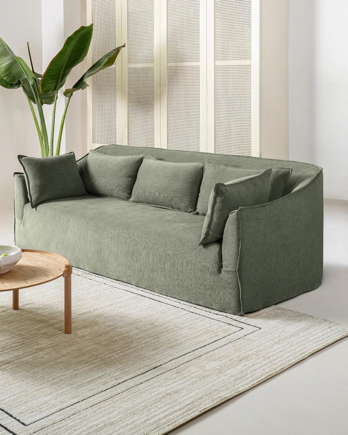 Miro Olive Grey sofa in olive grey, shown in a lifestyle right view as image 4
