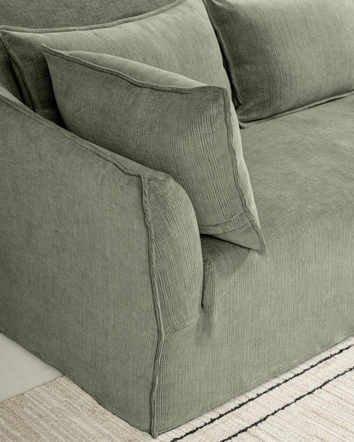Miro Olive Grey sofa in olive grey, shown in a lifestyle top view as image 7