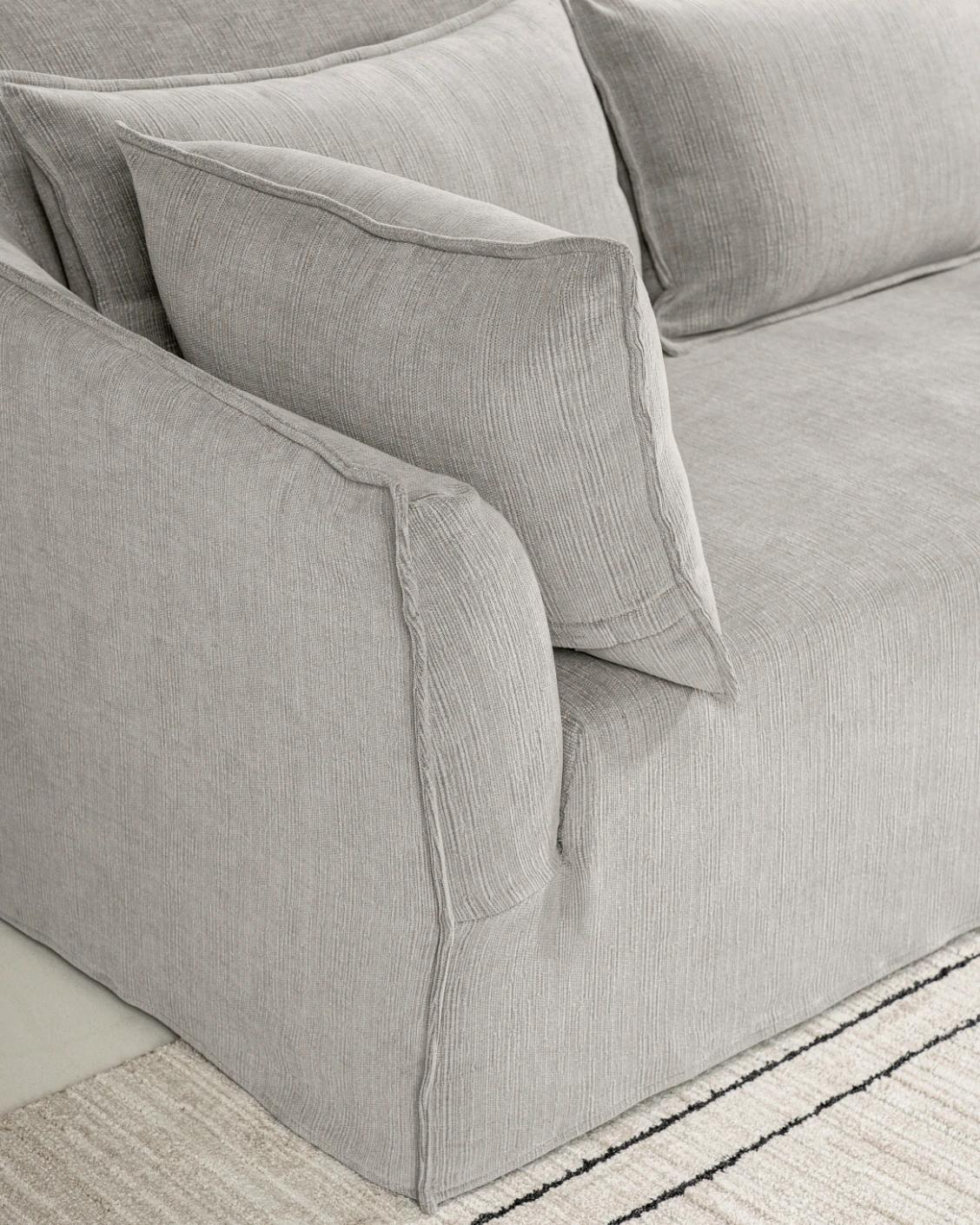 Miro Warm Stone sofa in warm stone, shown in a lifestyle left view as image 4