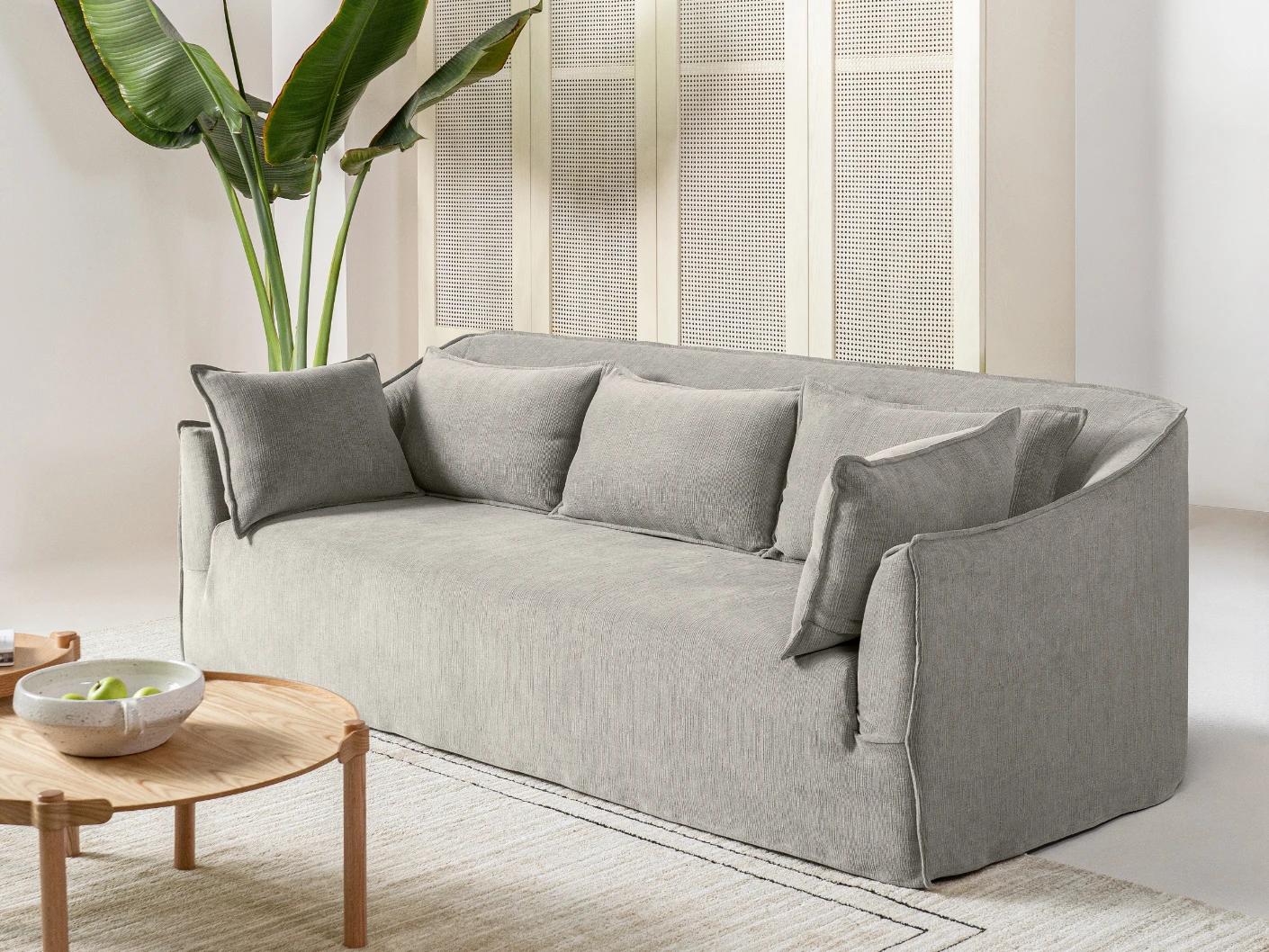 Miro Warm Stone sofa in warm stone, shown in a lifestyle right view as image 5