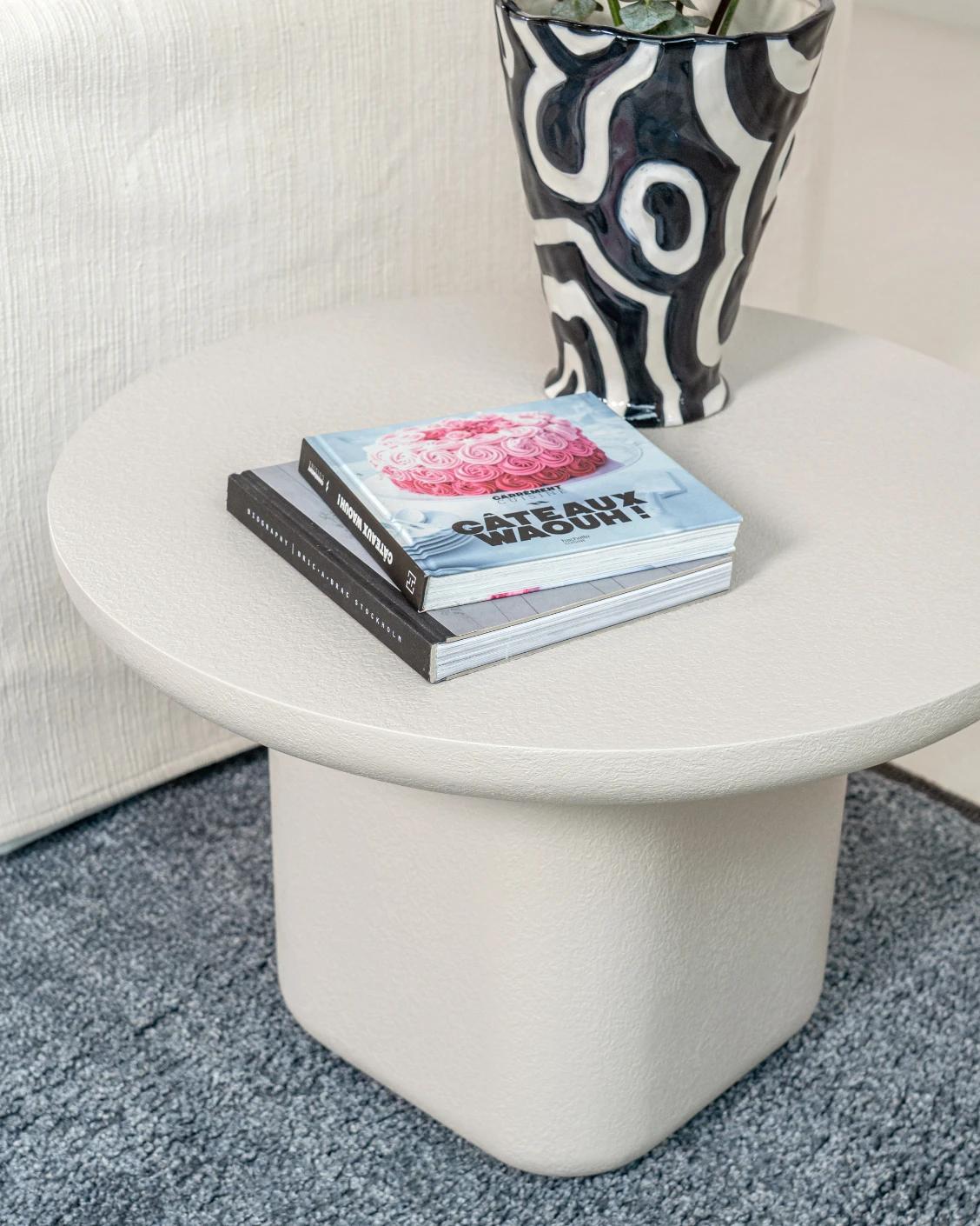 Modena Set Of 3 coffee table in soft ivory and stone, shown in a lifestyle top view as image 8