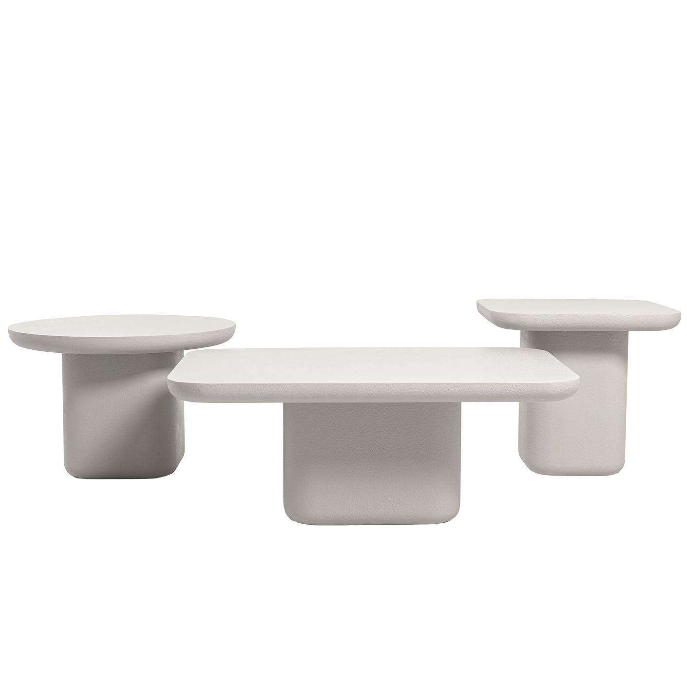 Modena Set Of 3 coffee table in soft ivory and stone, shown in a product front view as image 1
