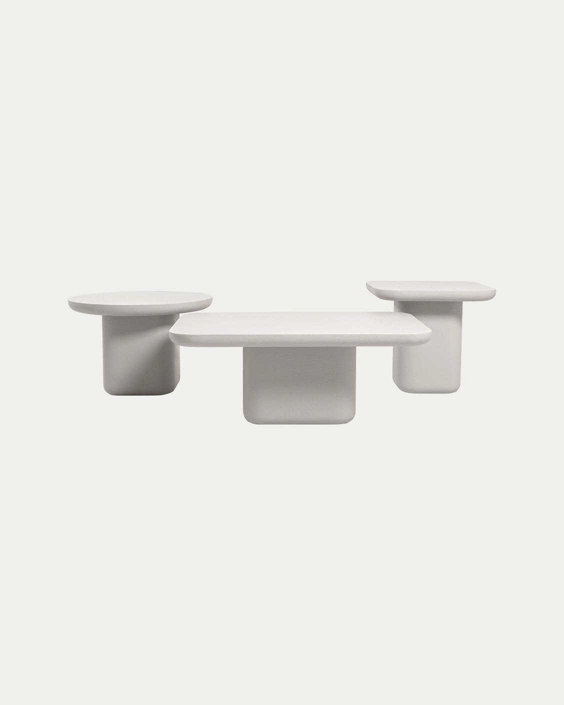 Modena Set Of 3 coffee table in soft ivory and stone, shown in a product front view as image 1