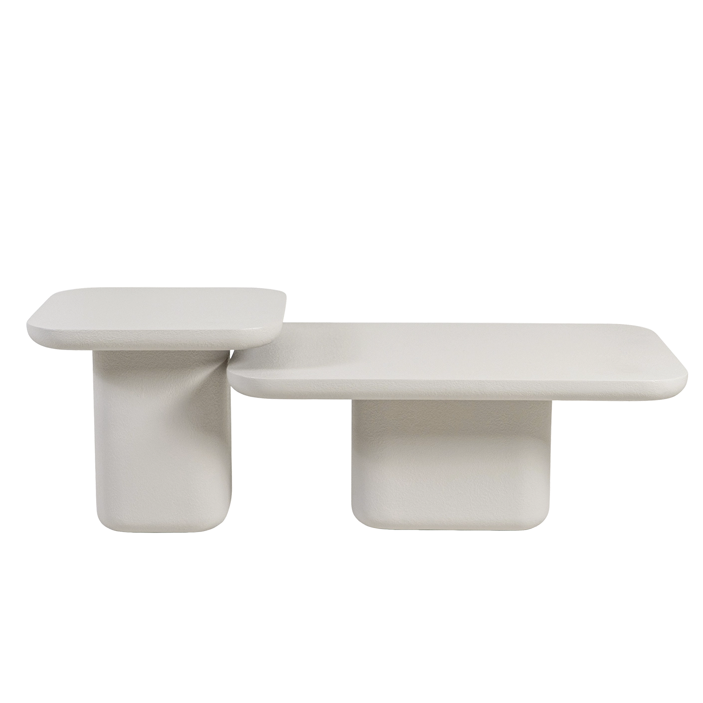 Modena Set Of 2 coffee table in soft ivory and stone, shown in a product front view as image 1