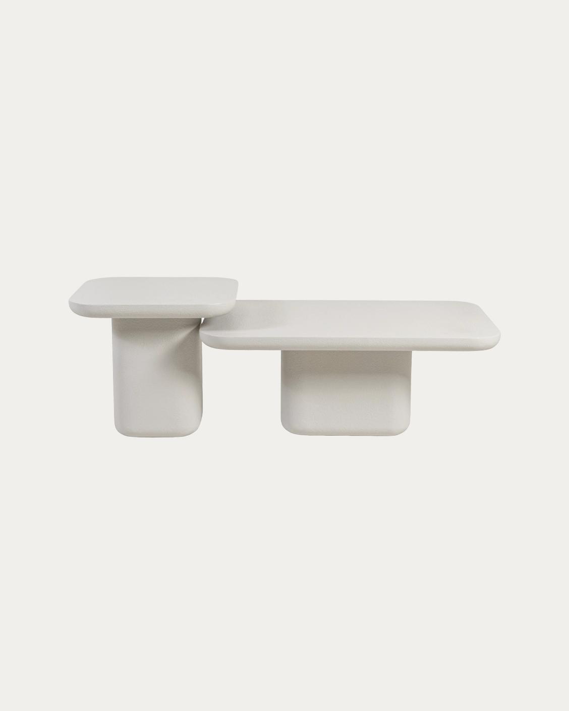 Modena Set Of 2 coffee table in soft ivory and stone, shown in a product front view as image 1
