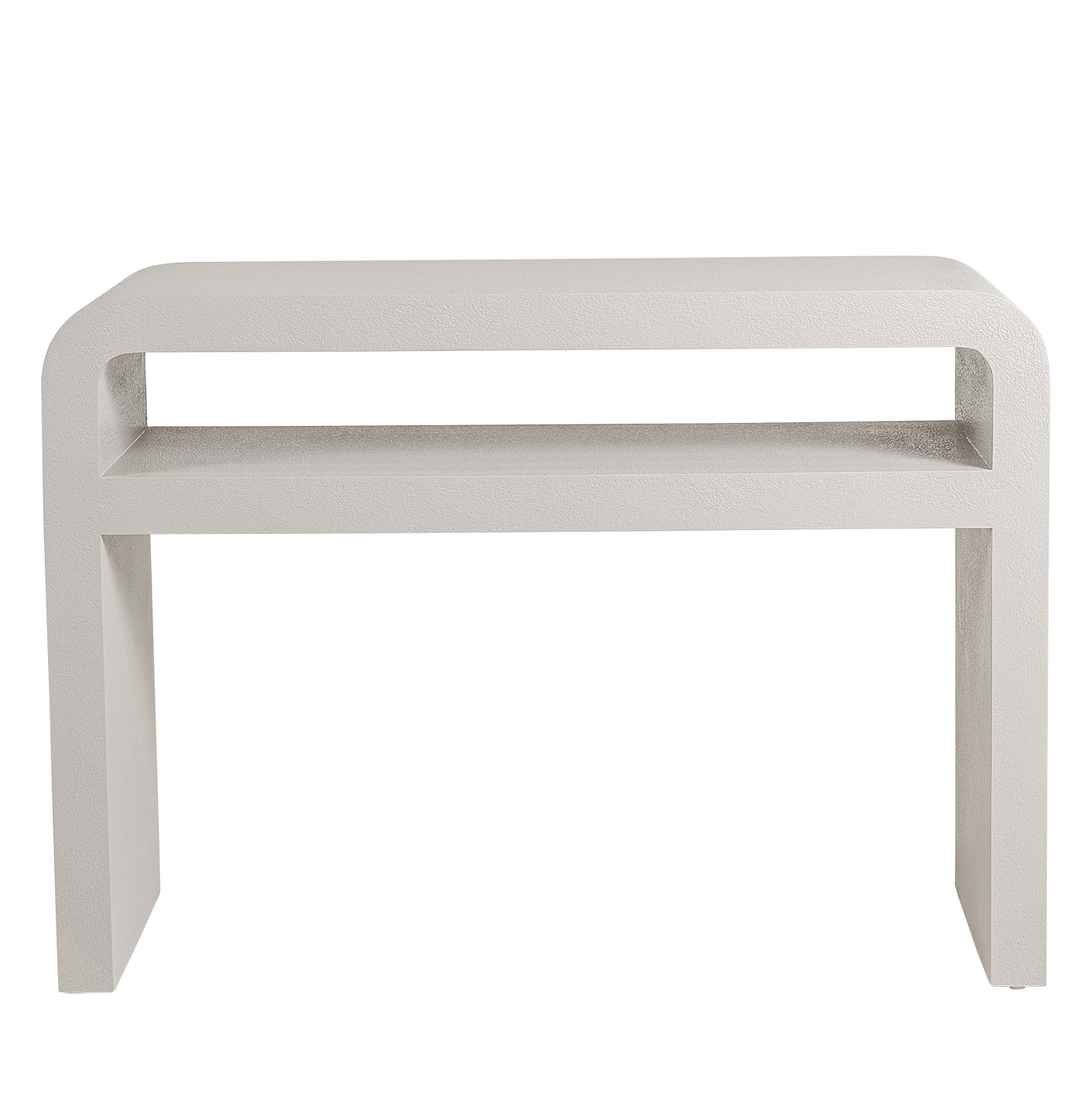 Orta console table in soft ivory and stone, shown in a product front view as image 1