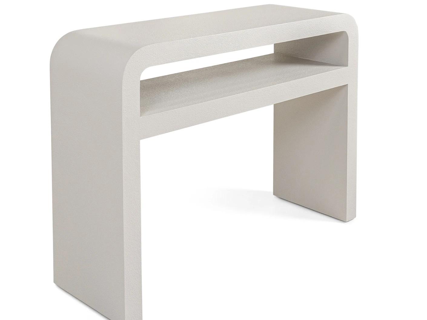 Orta console table in soft ivory and stone, shown in a product left view as image 1