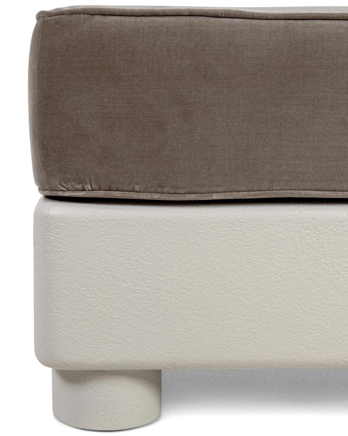 Rina bench in warm taupe, ivory and taupe, shown in a product close-up as image 10
